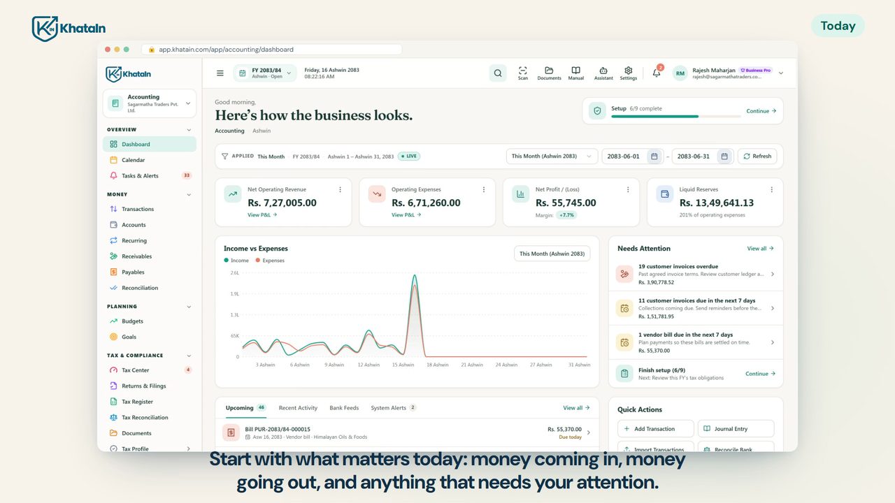 KhataIN business software interface